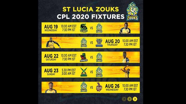 Fixtures revealed for CPL 2020, Zouks to start off against Jamaica Tallawahs