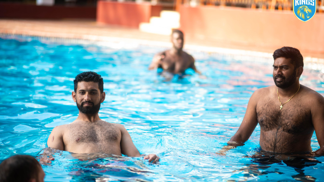 Saint Lucia Kings in Guyana at a pool recovery and team bonding session