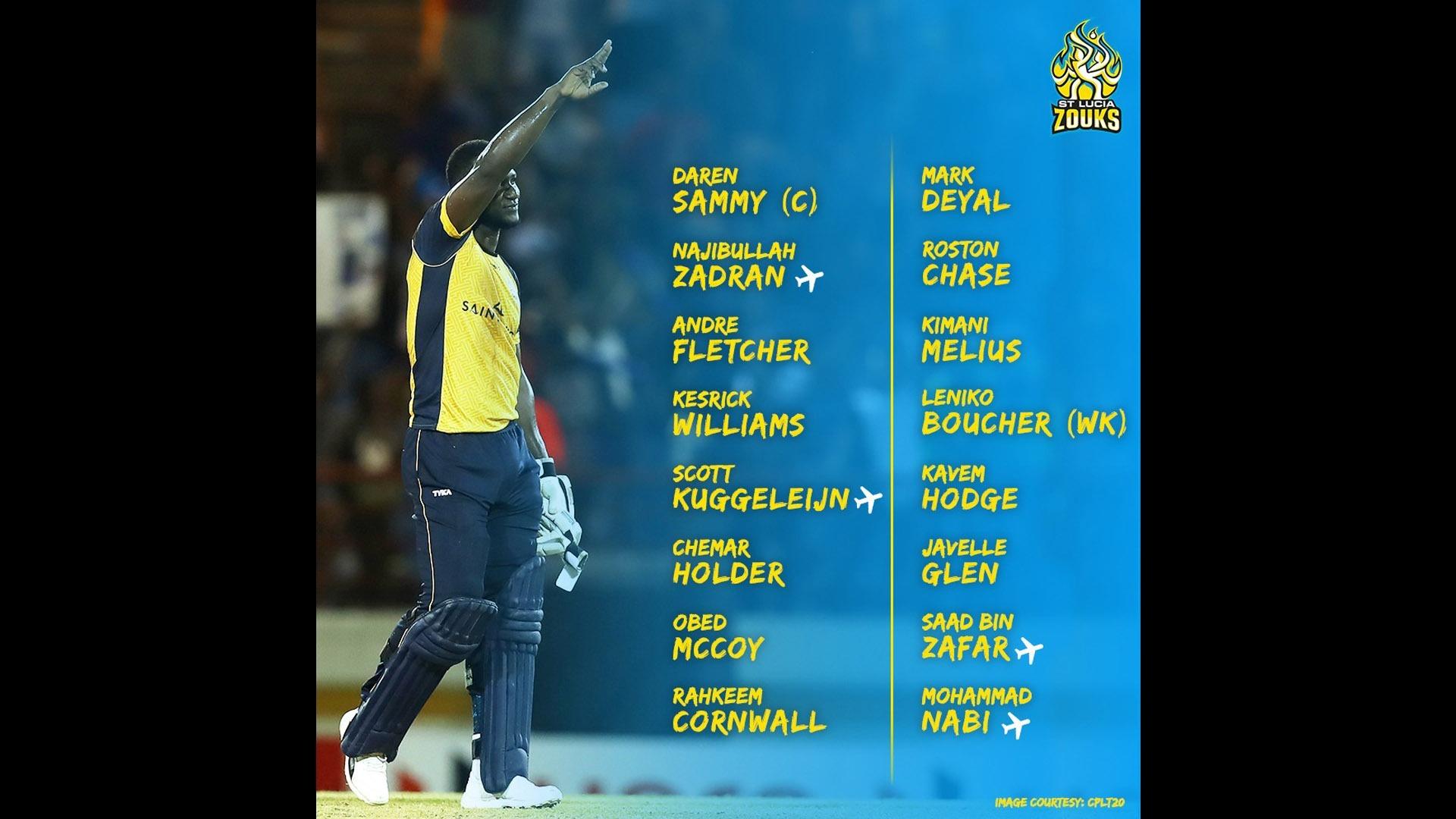Squads confirmed for St. Lucia Zouks for CPL 2020